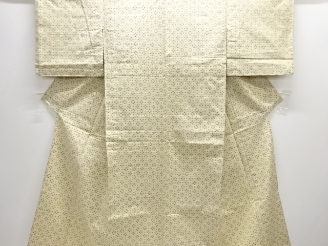 JAPANESE KIMONO / ANTIQUE HITOE KIMONO / SILK / TSUMUGI / WOVEN ABSTRACT PATTERN